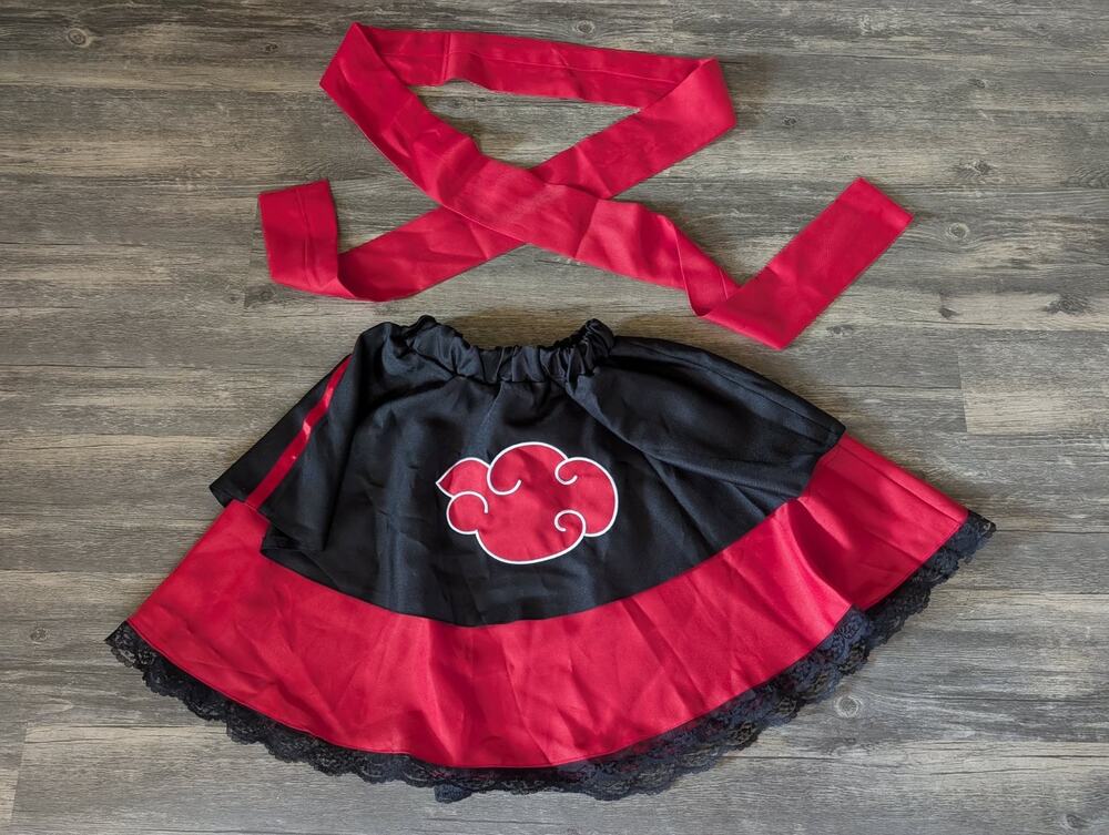 Akatsuki Naruto Anime Haori Kimono Halloween Cosplay Skirt & Belt Women's M